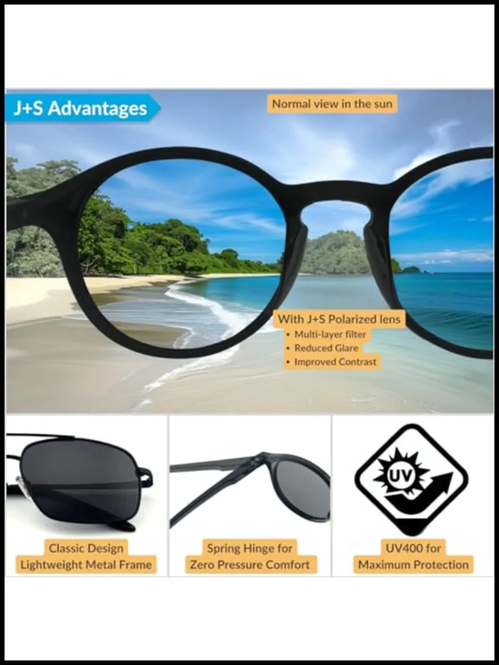Retro Rectangle Aviator Polarized Sunglasses Metal Spring Hinge UV 400